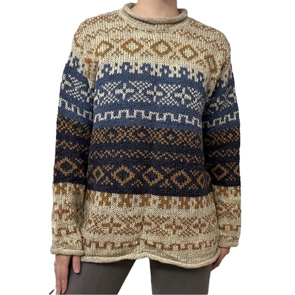 Vintage Other - Vintage Men’s Sweater Pullover Crewneck Knit Grandpa Fair Isle Size Medium New